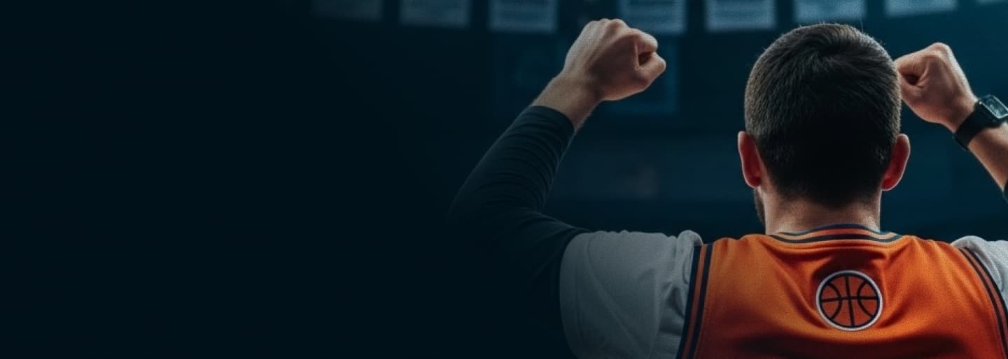 Basketball fan celebrating